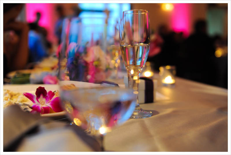 Livermore, California winery wedding reception head table details.