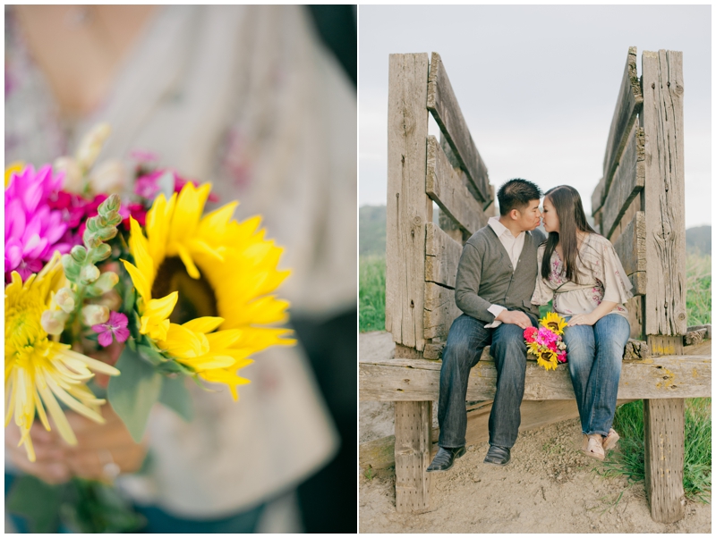 vibrant jewel-toned bouquet with a kiss