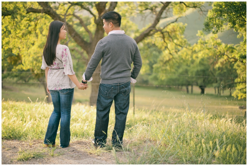 Couple holding hands at Del Valle in spring