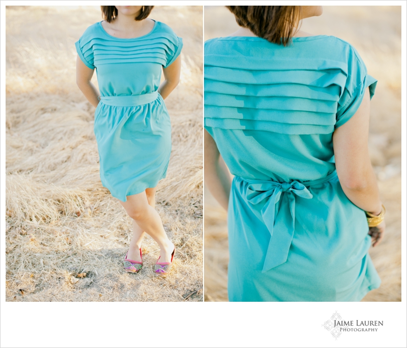 turquoise dress at sunset