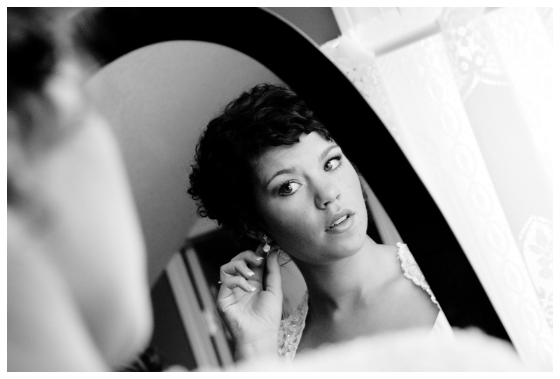 Bride in front of a mirror