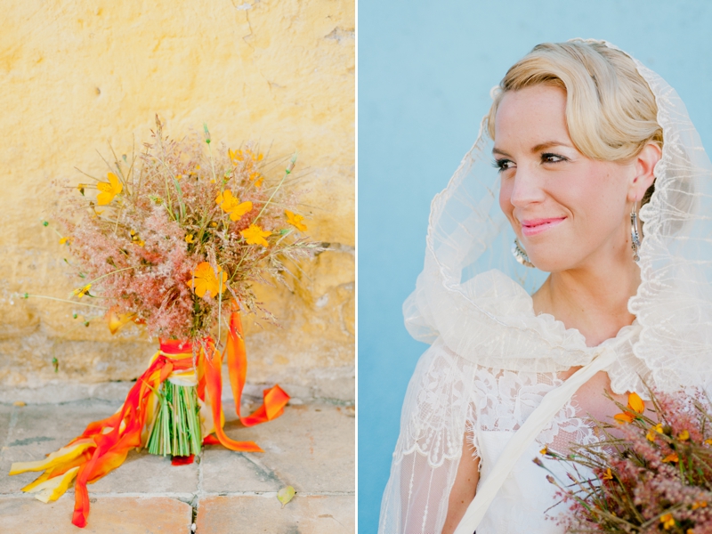 Bride in Claire Pettibone with bouquet